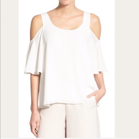 chiffon cold shoulder top